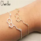 Позолоченный молекула серотонина Chandler браслет Химия Для женщин геометрический простой браслет ножной браслет модные ювелирные изделия