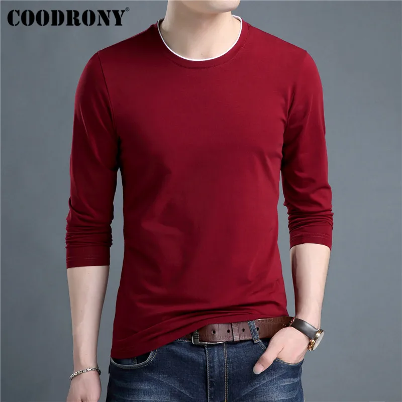 COODRONY, брендовая мужская футболка, уличная мода, круглый вырез, топ, футболка, Мужская одежда,, осенняя футболка, Мужская хлопковая футболка, Homme 95024
