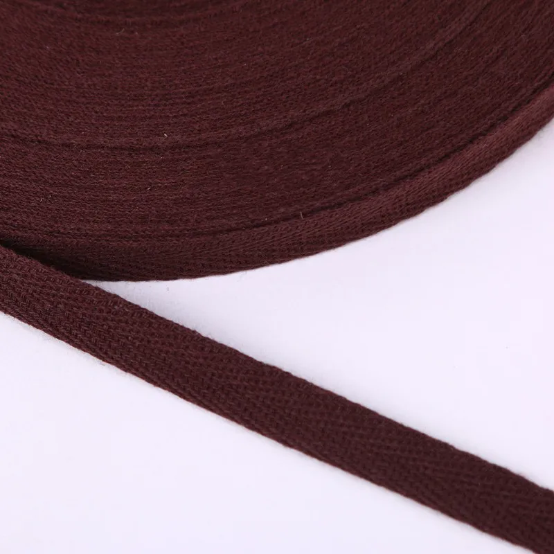 2 Coffee Ribbon 1cm 2cm Multi Color Herringbone Tape Ribbons 10mm Woven Cotton Sewing Overlock Cloth Strap Belt DIY Accessories 50Yards - Цвет: 2 Coffee