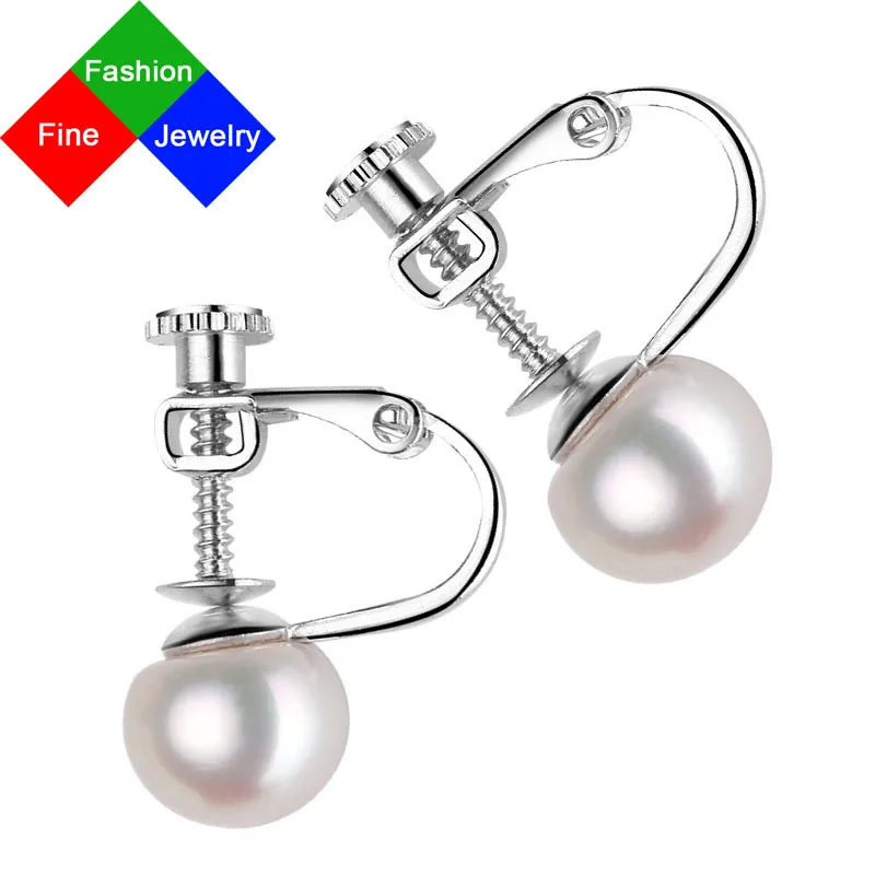 Женские серьги Клипсы из серебра 925 пробы с натуральным пресноводным жемчугом|clip