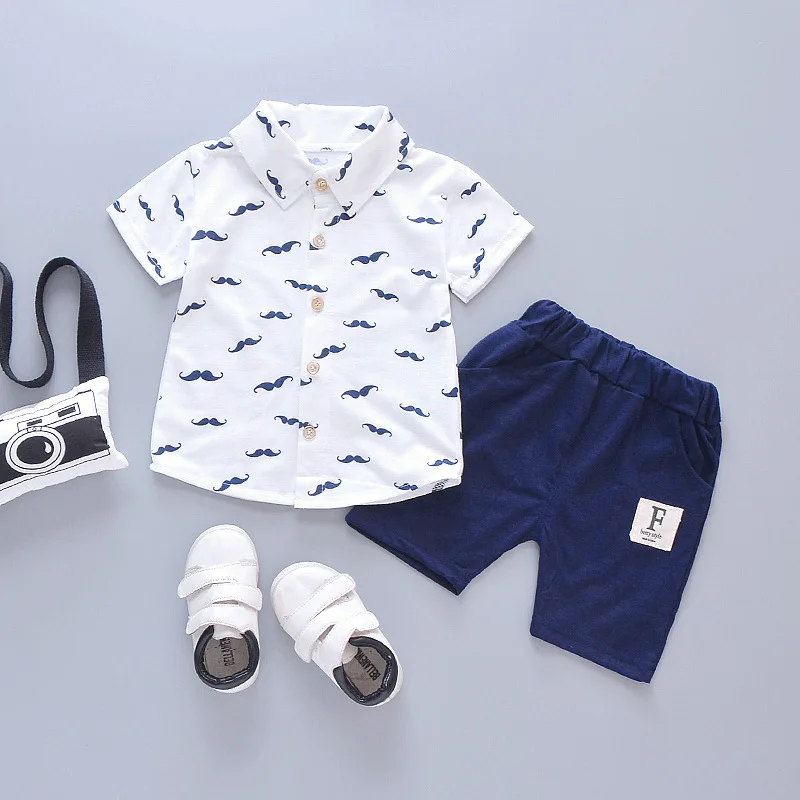 Children's Short-sleeved Suit Boy Summer Female Baby 1-2-3-4-5 Years Old Clothes 2019 New Clothing Tide | Детская одежда и