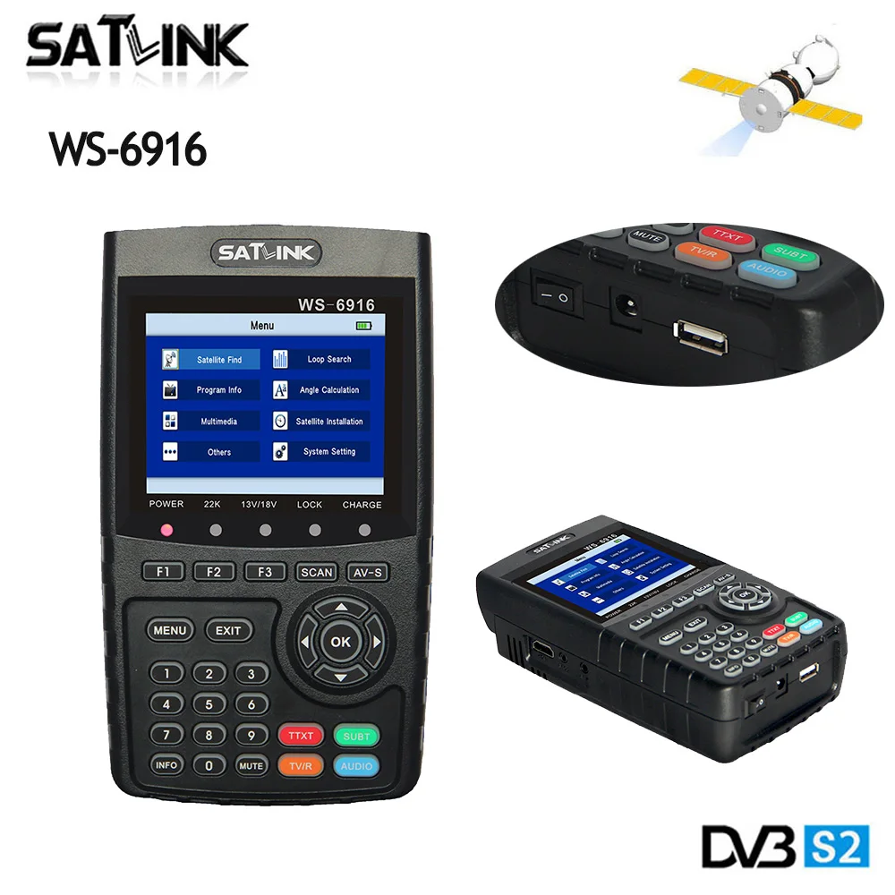 Satlink WS 6916 HD DVB S2 Высокое разрешение цифровой ресивер fta спутниковый измеритель