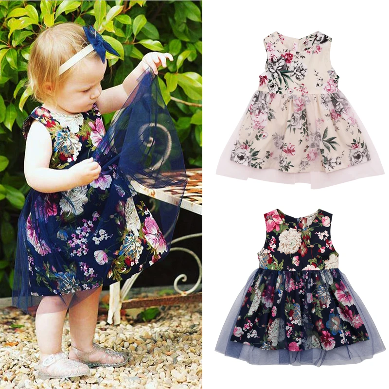 2018 Summer Baby Kids Dress Children Girls Sleeveless Floral Princess Clothes Dresses for | Детская одежда и обувь