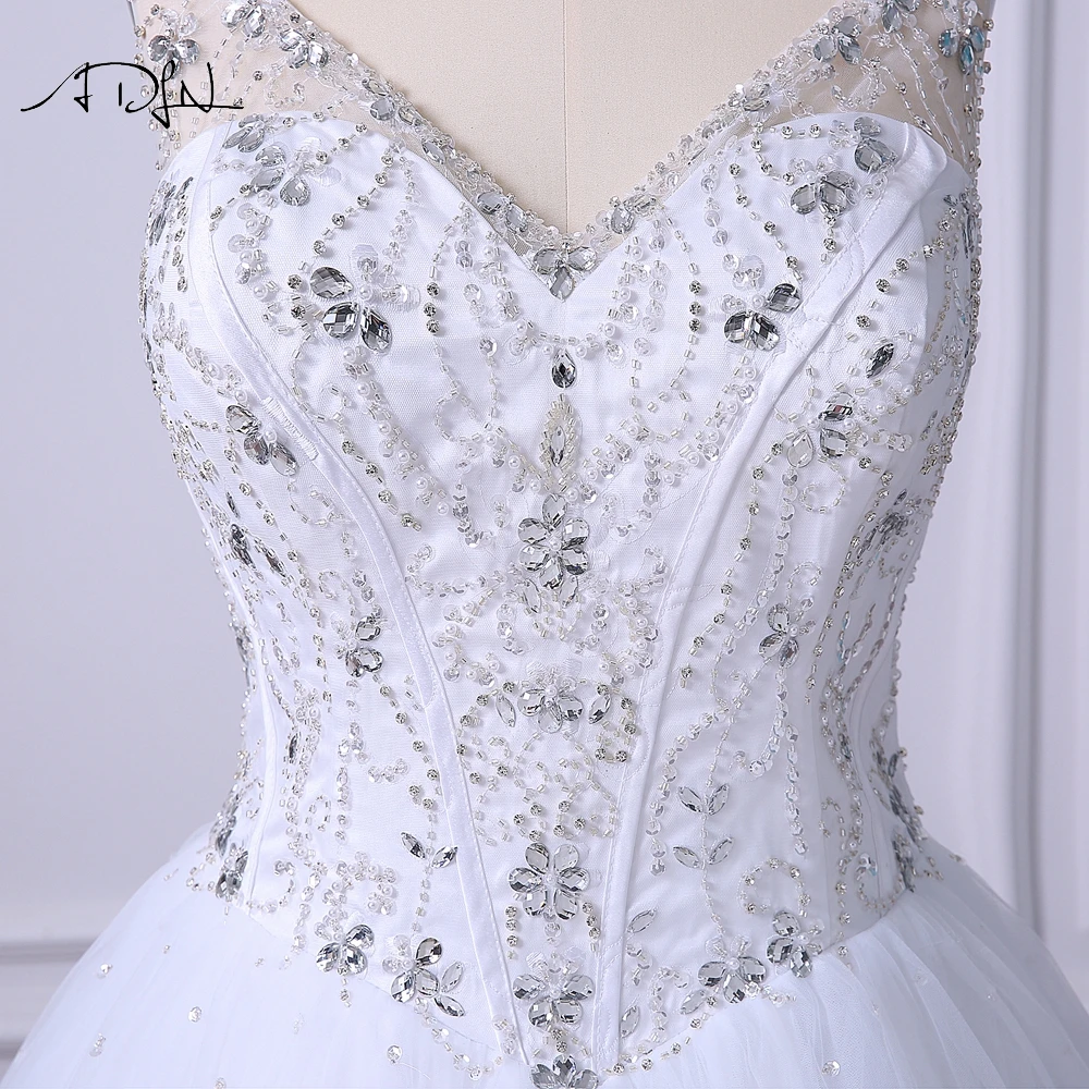 ADLN белое и синее пышное платье vestidos de 15 anos, высококачественное бальное платье с v-образным вырезом и кристаллами с открытой спиной для детей от 15 лет