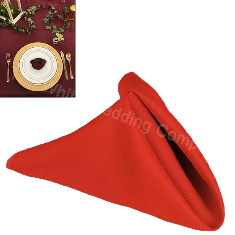 Red Wedding Napkins 16x16inch Linen Table Decor Polyester Material Fabric 100pcs Napkin For Kitchen Home Dinner HAORUI | Дом и сад