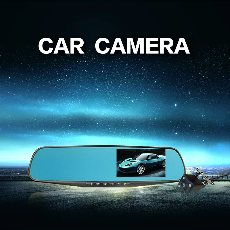 4,3 дюймов зеркало заднего вида автомобиля dvr Full HD 1080P вождение автомобиля видео ночного видения 170 градусов Высокое разрешение сетка широкий угол