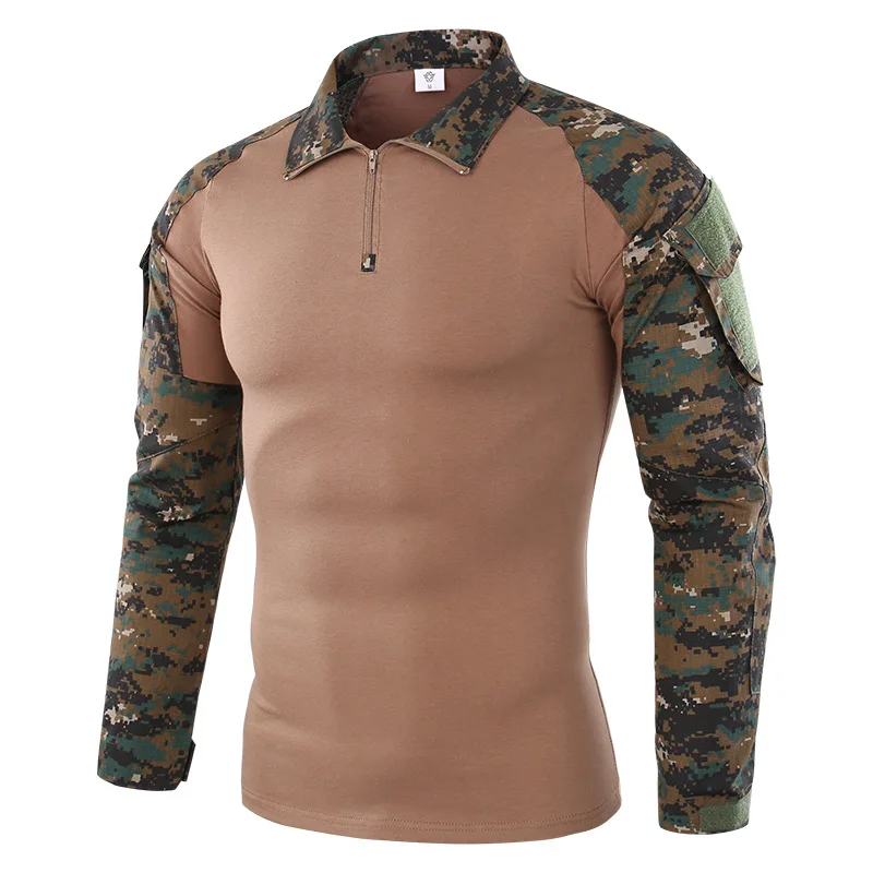 jungle green Мужская Военная тактическая футболка с длинным рукавом SWAT Soldiers Combat T Shirt Airsoft одежда Мужская Американская армейская Рубашка Без подкладки XS-XXXL - Цвет: jungle green