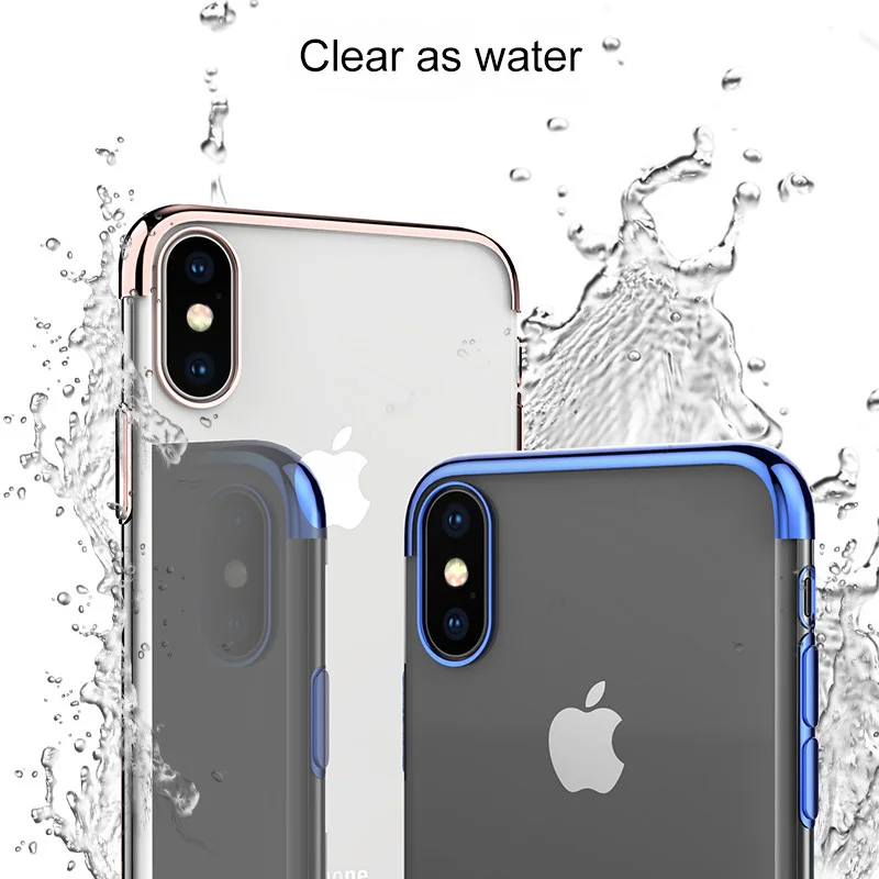 Clear Soft Case For iPhone 6s 6 s 7 8 Plus X 10 XS MAX XR 6Plus 6sPlus 7Plus 8Plus Silicone TPU Luxury Plating Cover |