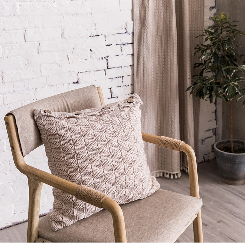 Вязаная наволочка украшение для дома 45x45 см трикотажная Подушка простая в