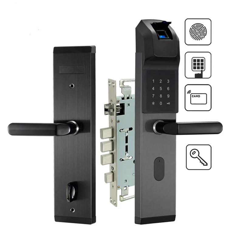 

Biometric Fingerprint Door Lock Stainless Steel Keyless Smart Lock Fingerprint+Password+RFID Card+Key Unlock Ways Home Hotel Use