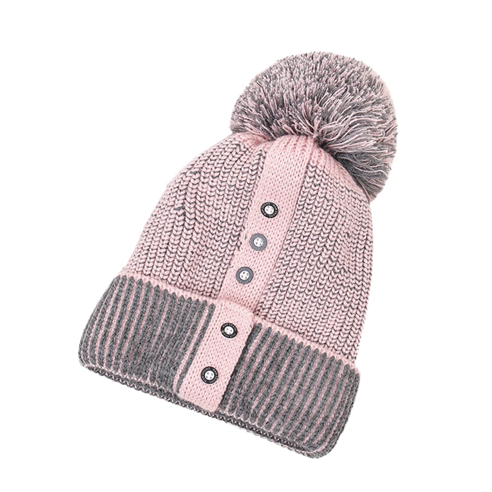 Модные женские туфли помпоном пуговицы вязаная шапка эластичные зимние головы