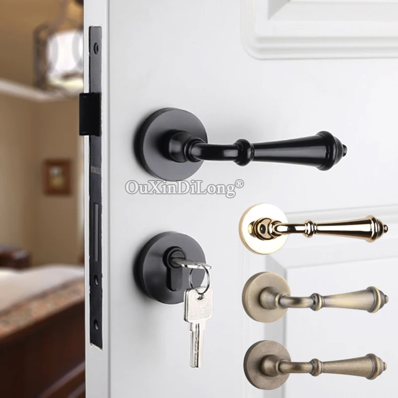 

Luxury European Mute Mortise Door Lock Set Interior Entry Living Room Bedroom Bathroom Silent Split Door Locks With Key / No Key