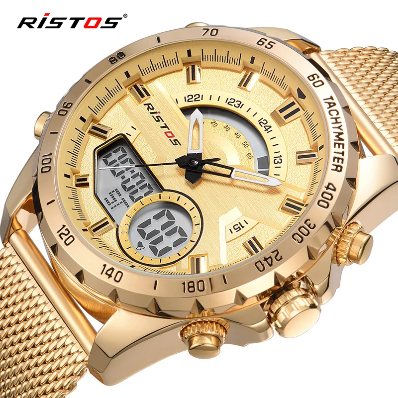 2018 RISTOS мужские цифровые наручные часы с хронографом многофункциональные