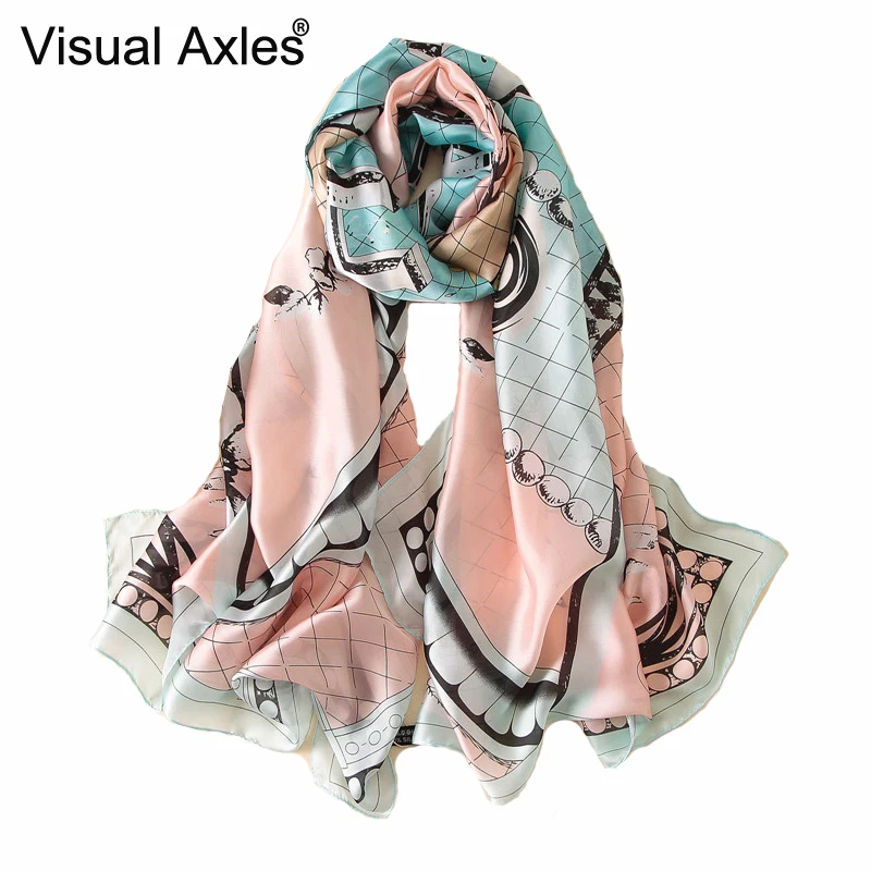Визуальные оси Новый турецкий Шелковый фуляр исламский женский хиджаб шаль