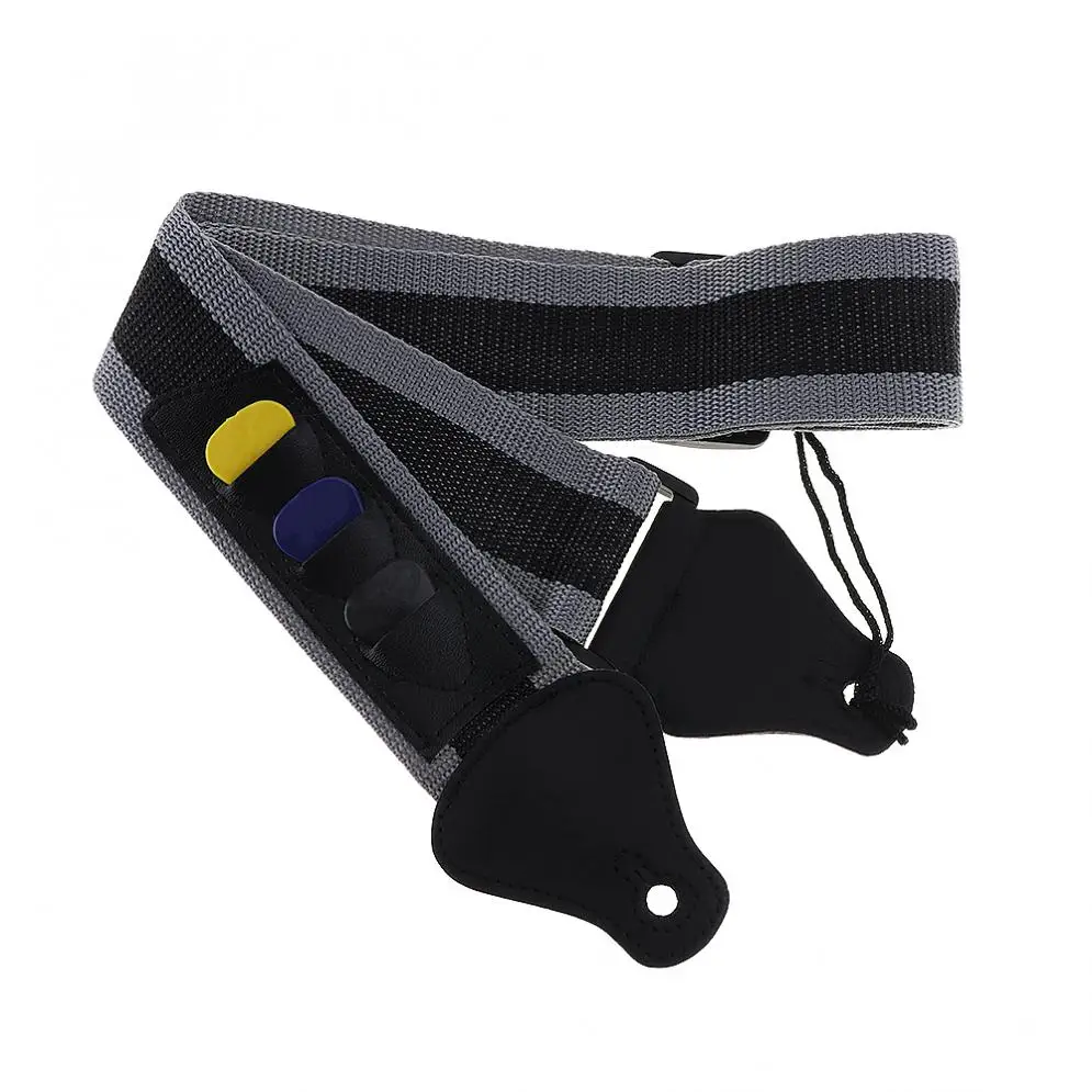 

Adjustable 80-130cm Nylon Guitar Strap Guitarra Pick Holder Strap with 3 Picks Plectrums Free Gift or a Guitarist
