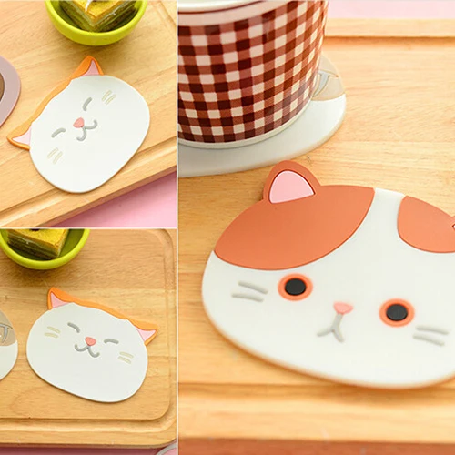 POP ITEM! Kitchen Cute Cartoon Cat Coffee Drink Glass Cup Placemat Holder Pad Coaster