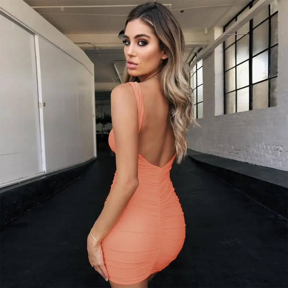 С v образным вырезом без рукавов с открытой спиной сексуальное вечеринка Bodycon Club