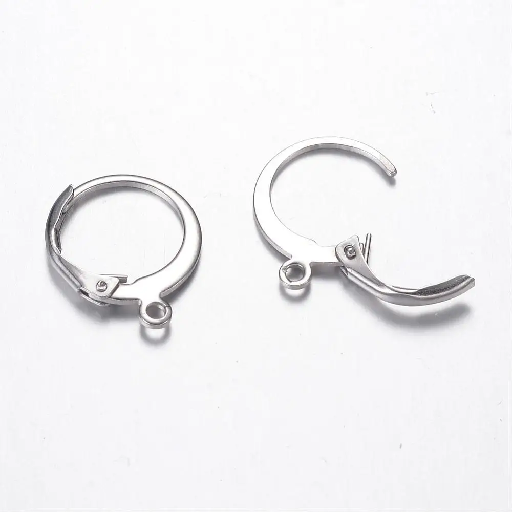 

100 Pairs 304 Stainless Steel Lever Back Hoop Earrings for Jewelry Making DIY Accessories 14.5x12x2mm Hole: 1mm Pin: 0.7mm