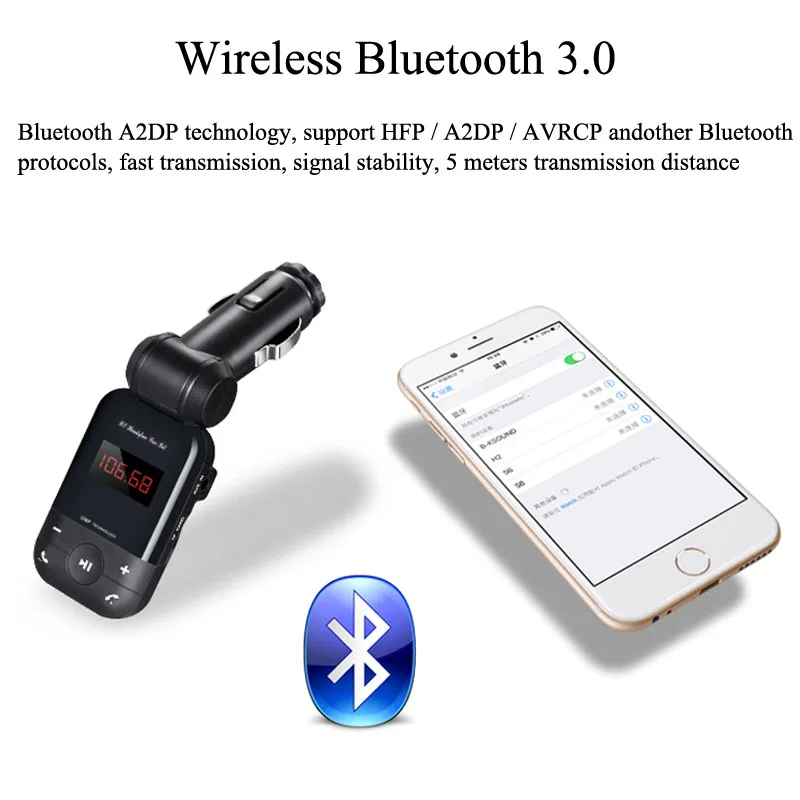 Автомобильный комплект JaJaBor, громкая связь, MP3 аудио плеер, Bluetooth, fm-передатчик, поддержка u-диска, TF карта, 5 В, 2.1A, USB, автомобильное зарядное устройство