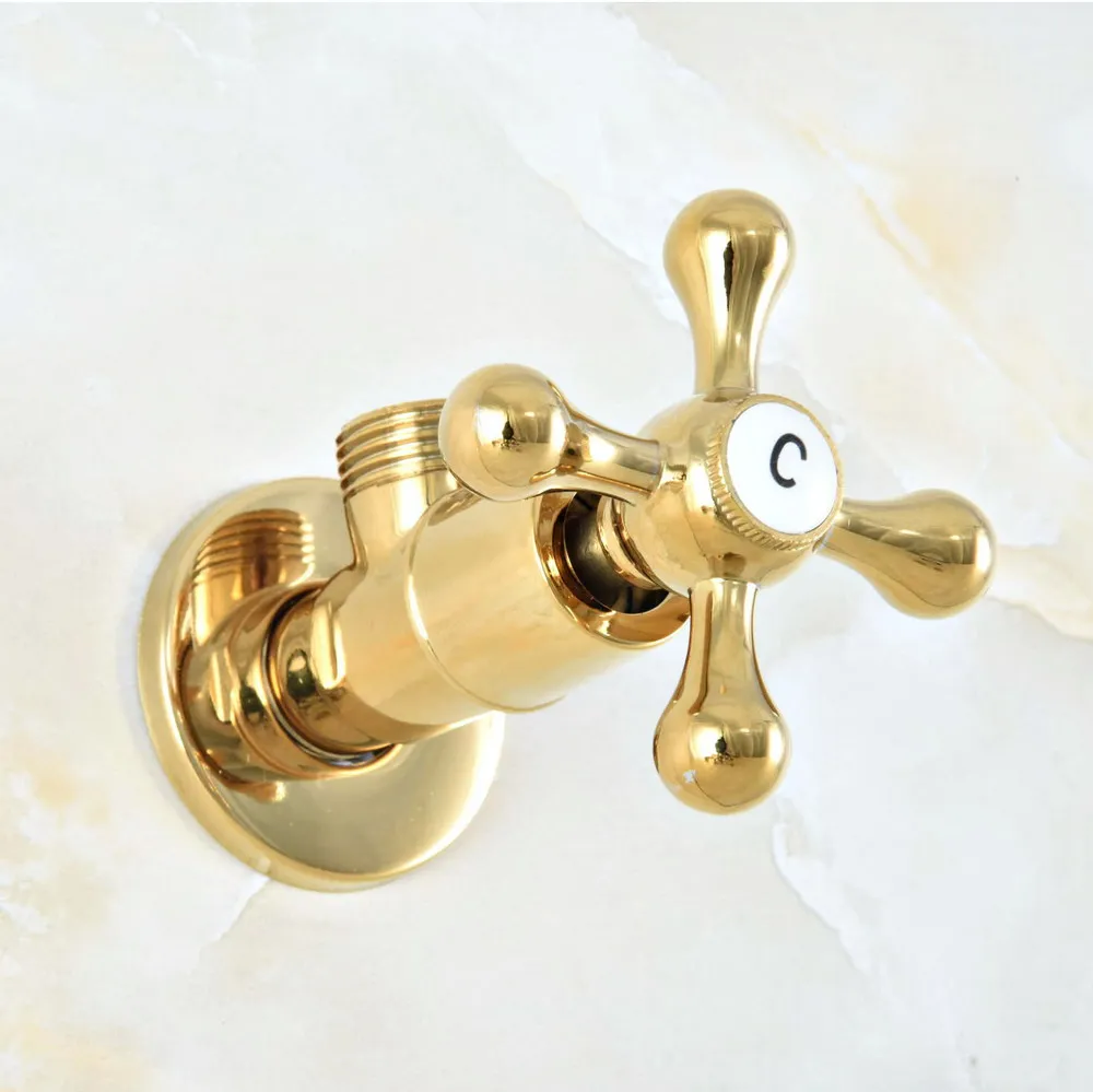 1 шт. Золотой латунный Смеситель для ванной комнаты Угловой запорный клапан 1/2