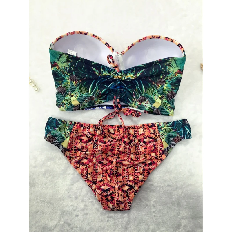 Ретро бикини пуш ап купальник с лямкой на шее Бразильский купальный костюм