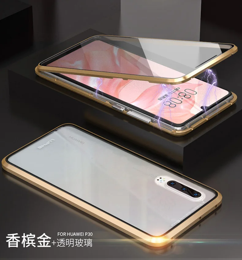 Роскошный защитный Магнитный чехол на весь корпус для huawei P30 Pro чехол 360 прозрачная задняя крышка из закаленного стекла для huawei P30 чехол