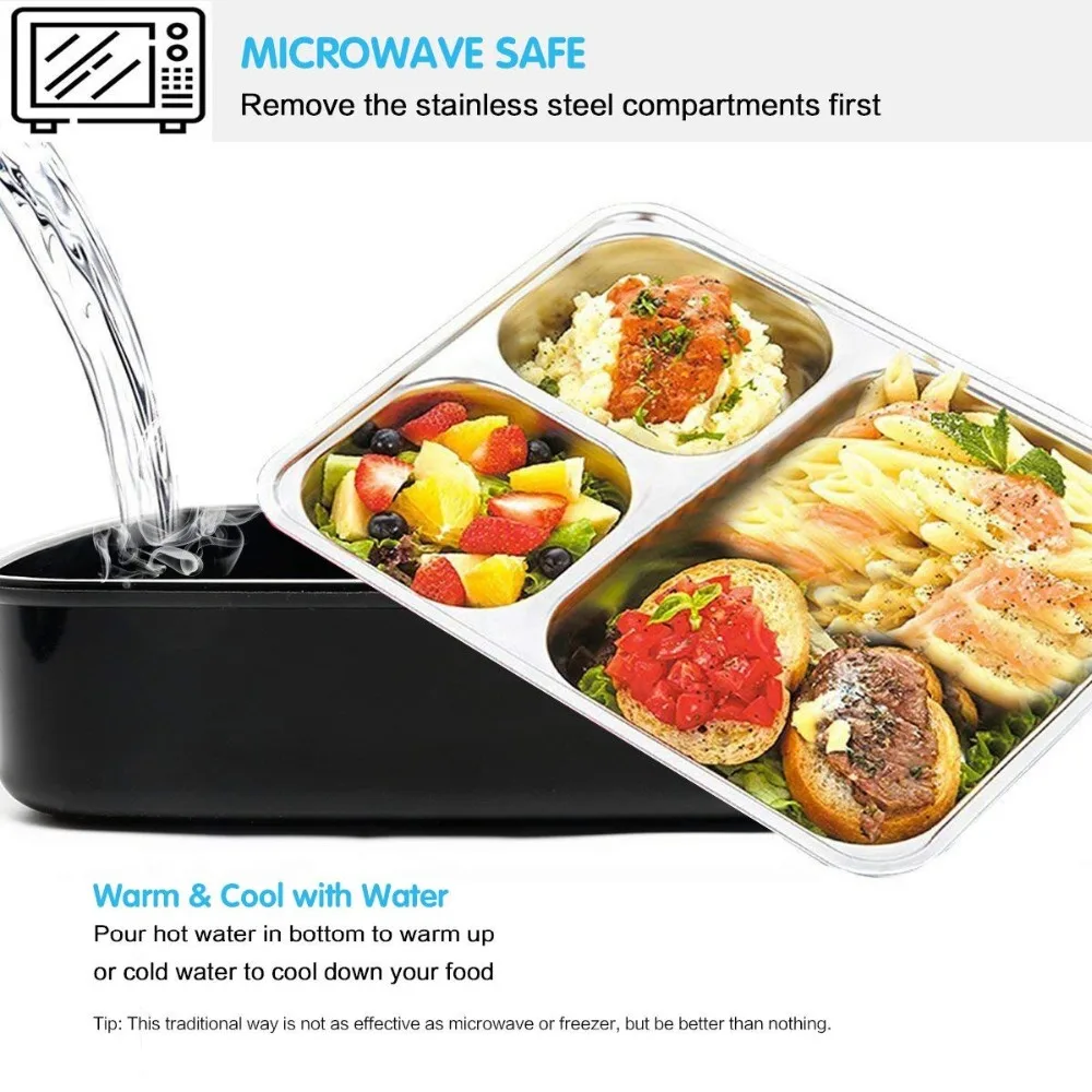 Lunch box Stainless steel Portable Insulated Leakproof Meal Prep Container Microwave Safe with Bag &amp Fork Spoon Kit Picnic Boxes | Дом и