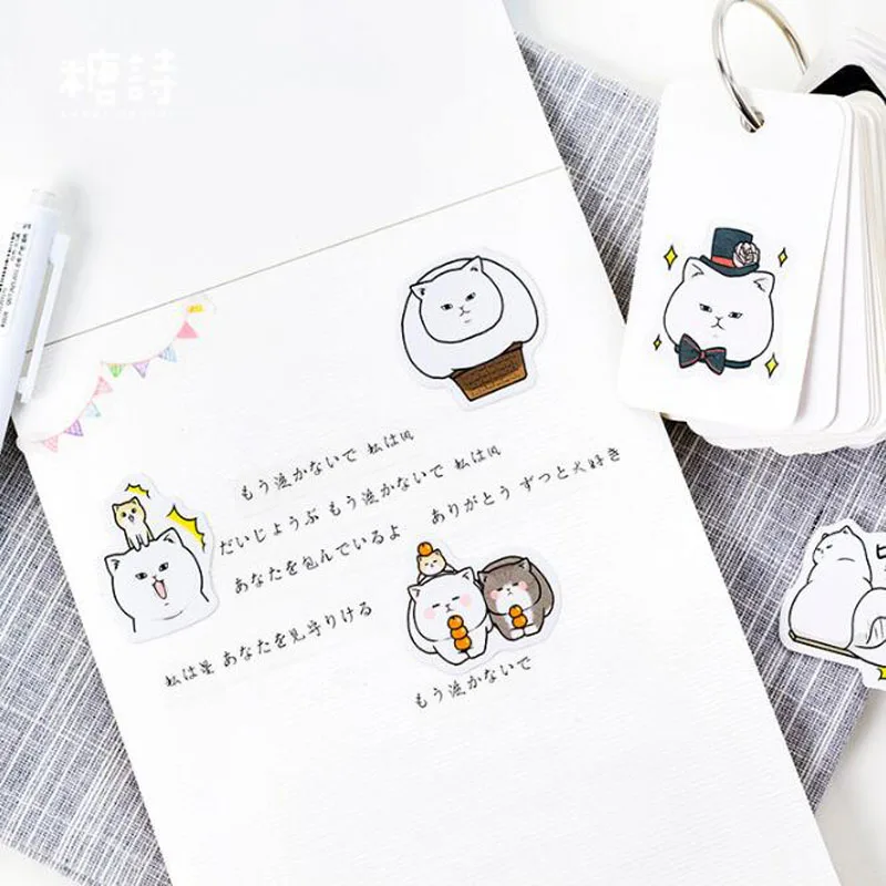 Милый Мишка с мультяшным рисунком жирного кота Мобильный Наклейка для дневника