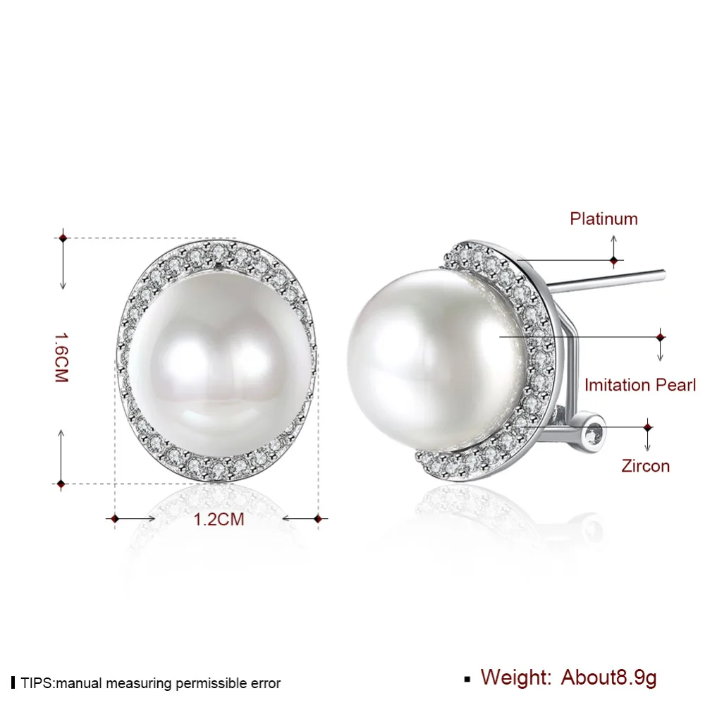 LJ&ampOMR New Arrival Wholesale Fashion Gold Filled Jewelry Stud Earrings with Bright Pearl CZ for Women Brincos Gold/Silver Color |