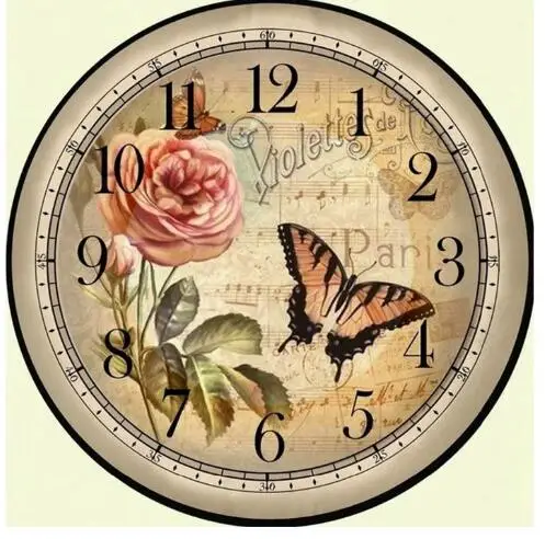 clock painting Бриллиант uzequ Вышивка Полный Круглый 5D DIY алмазная живопись настенные часы вышивка крестиком Стразы картина цветок часы настенное искусство - Цвет: clock painting