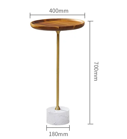 

70cm(27") High Small Coffee Table / Marble Base / Metal Stem with Golden Finish / 40cm(15") Round Wood Tray / 11KG