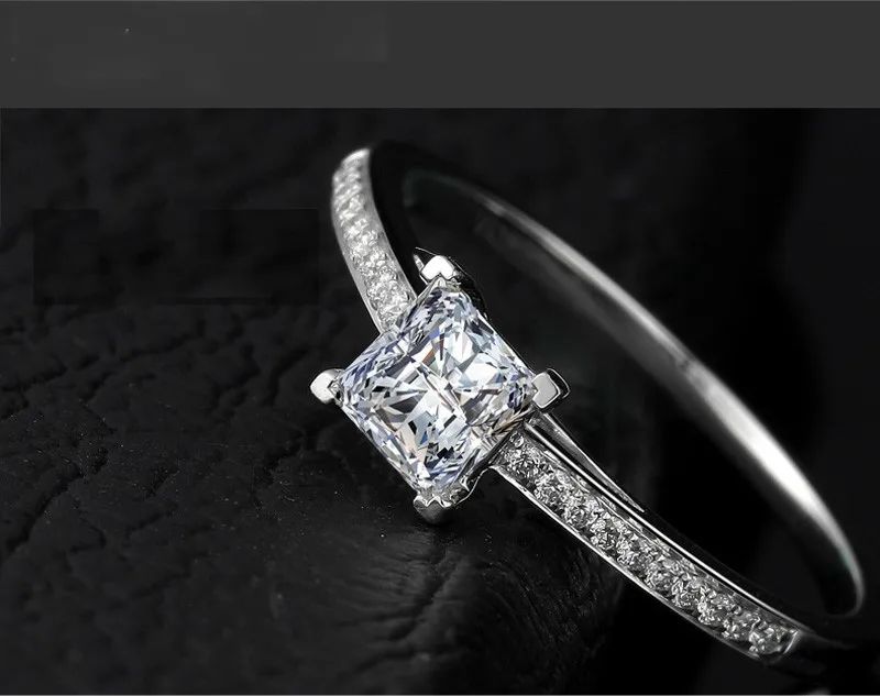ANI 18 K Белое Золото(AU750) обручальное кольцо подлинное 0,4 CT Принцесса Cut Сертифицированный I/SI АЛМАЗ Anillos 1 ряд дрель дизайн ювелирные изделия