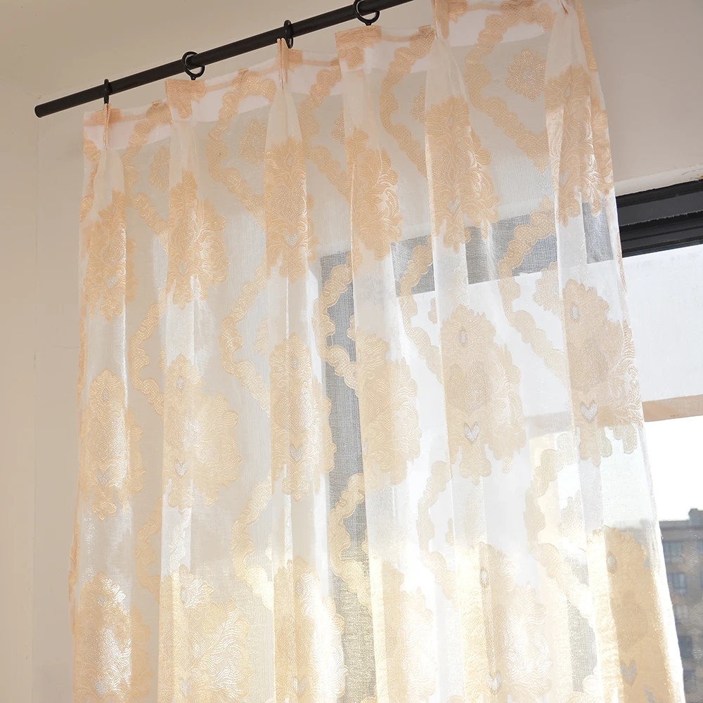 YAtkstile European style jacquard cut flower yarn tulle for bedroom living room study balcony transparent gauze shade | Дом и сад