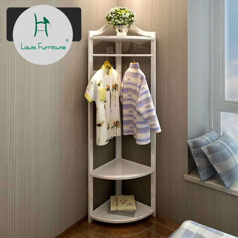 

Louis Fashion CD Racks &Coat Racks Clothes hanger floor bedroom hanger Household floor corner solid wood shelf simple clothes