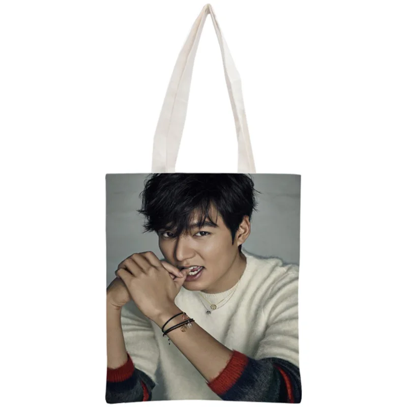 Custom Lee Min ho Tote Bag Reusable Handbag Women Shoulder Foldable Cotton Canvas Shopping Bags