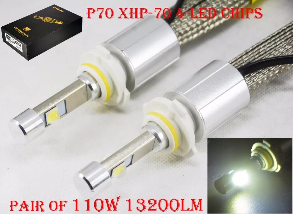 

1 Set 110W 13200LM P70 Auto LED Headlight Kit H4 H7 H8 H9 H11 9012 HIR2 9005 9006 HB3 55W 6600LM Super Bright XHP-70 4LED Chips
