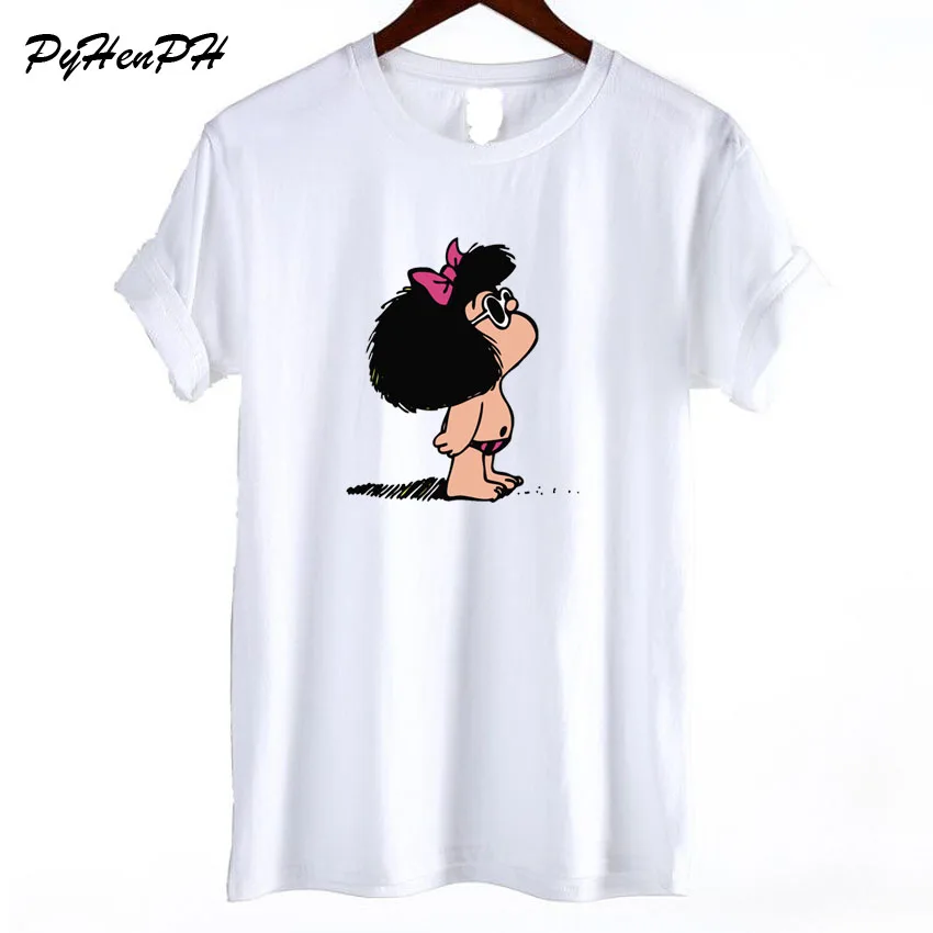Новинка, футболка с принтом Mafalda, женская летняя Стильная Милая забавная крутая футболка с коротким рукавом, топы и футболки, повседневная футболка