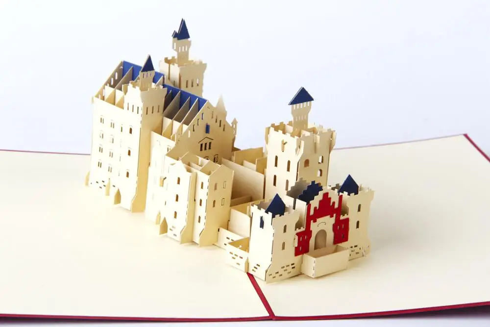 Swan Stone Castle 3D всплывающие Пригласительные открытки 3D бумажные мировые аттракционы поздравительные открытки на день рождения 3D туристическая открытка сохранить дату Подарочная открытка для мальчика - Цвет: Swan Stone Castle