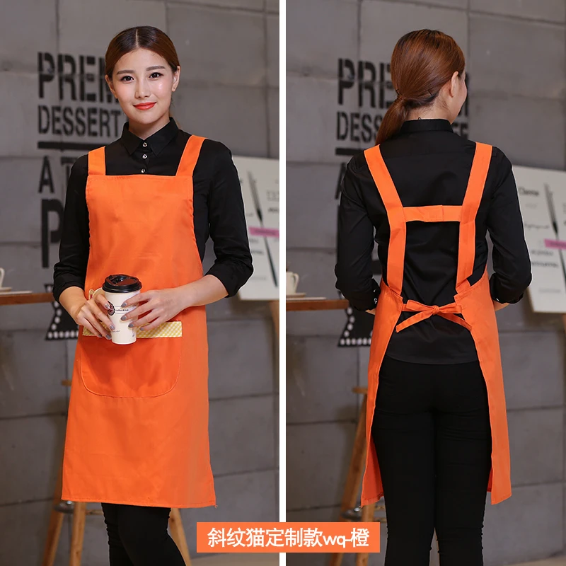 Модный фартук, рабочая одежда, маникюрный магазин, косметолога, материнский супермаркет, фруктовый магазин, цепь, кофейня, официант, японский стиль - Цвет: Twill Cat Orange