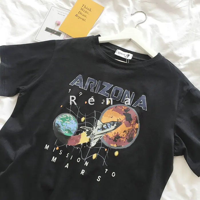 Новинка, черная футболка Arizona Space Shattle Mission To Mars, 1982, Винтажная футболка, женские топы