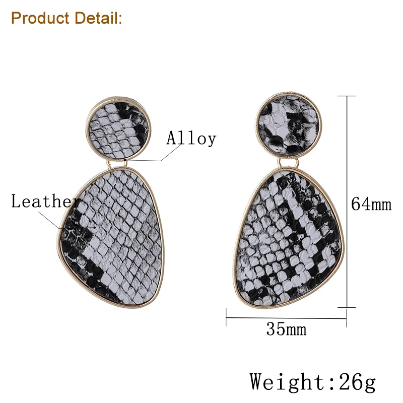 Junlead Fashion Unique design Boho Vintage gold Metal Pendant Drop Oorbellen Snake Skin Print Dangle Earrings For Women Jewelry | Украшения