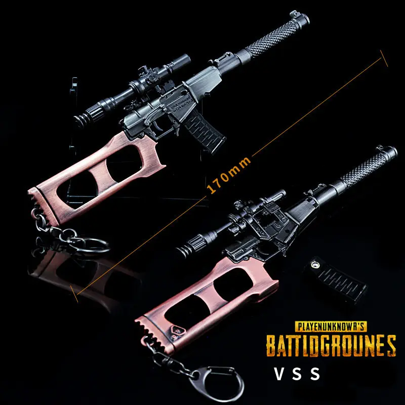 6PCS VSS Игры PUBG Playerunknown's боя Косплэй реквизит 18 Стиль снайперская винтовка пистолет кожы металльный брелок подвесные игрушки 6 шт./компл - Цвет: 6PCS VSS