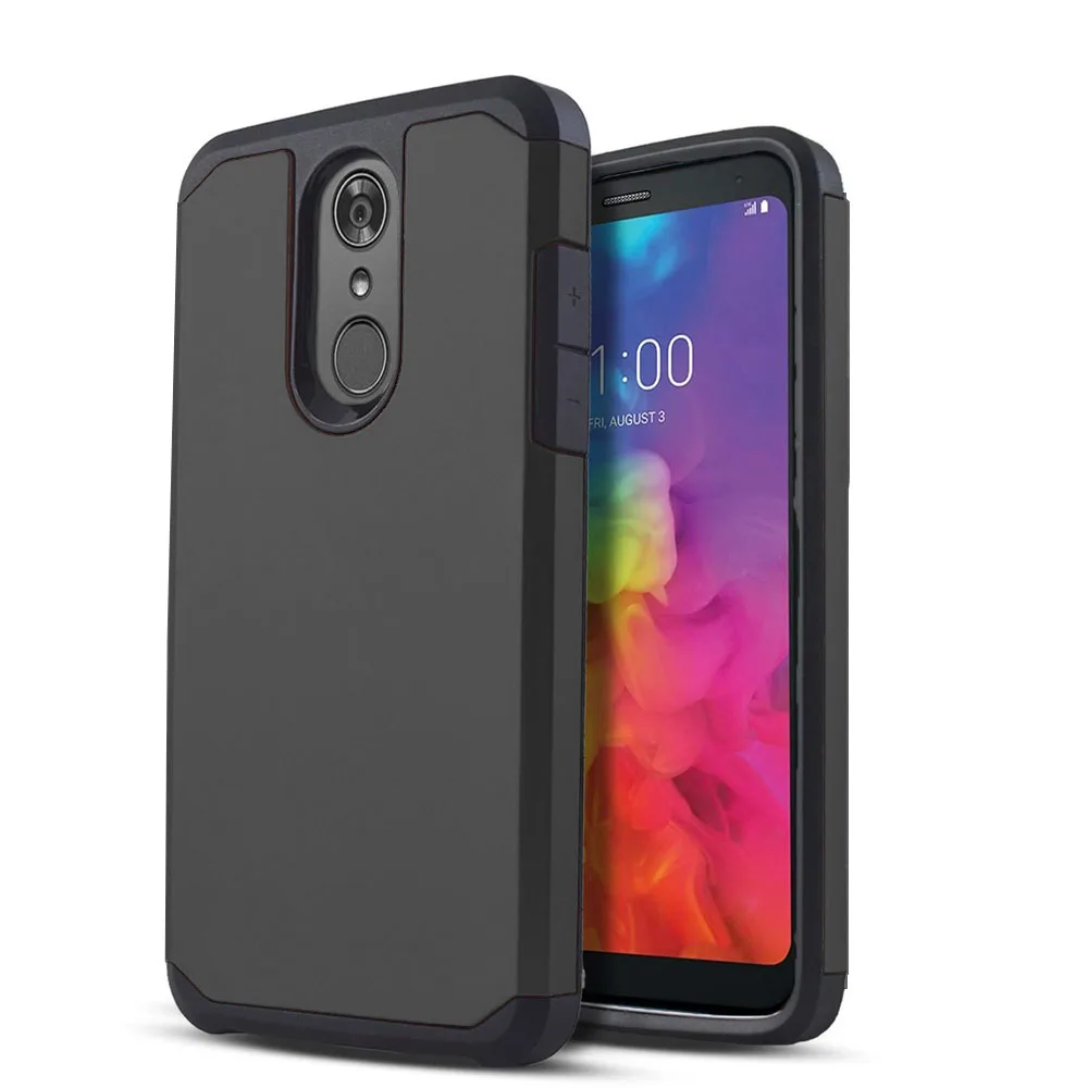 Чехол для LG Q7 тонкий гибридный противоударный двухслойный Мягкий ТПУ резиновый и