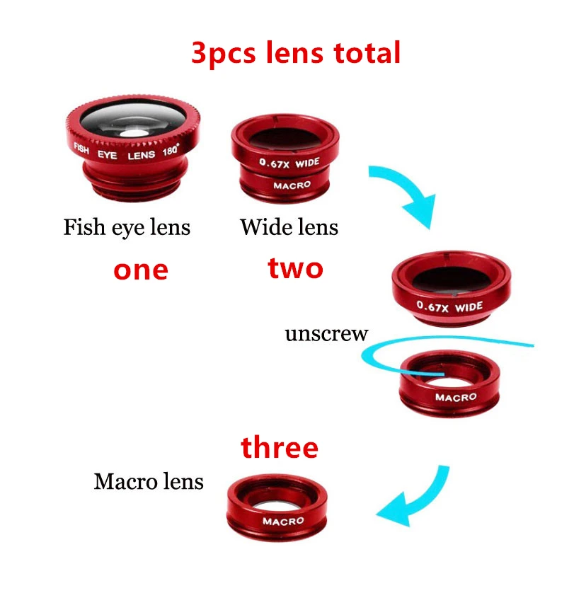 Универсальные Объективы для мобильных телефонов 3 в 1 Fisheye объектив iphone 6s 5s samsung s5
