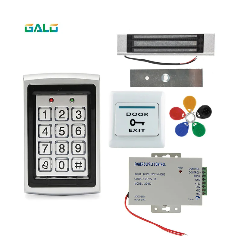 kit 8 Офисная система контроля доступа 125 кГц RFID Клавиатура металлическая доска+ Электрический замок+ дверной переключатель+ блок питания опционально - Цвет: kit 8