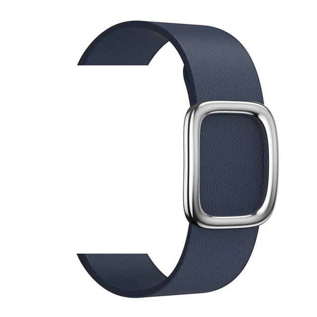 Dark-blue Кожаный браслет-петля, современный ремешок с пряжкой для Apple Watch, серия 5, 4, 40 мм, 44 мм, ремешок для браслета iWatch, серия 3, 2, 1, 38 мм, 42 мм - Цвет ремешка: Dark-blue