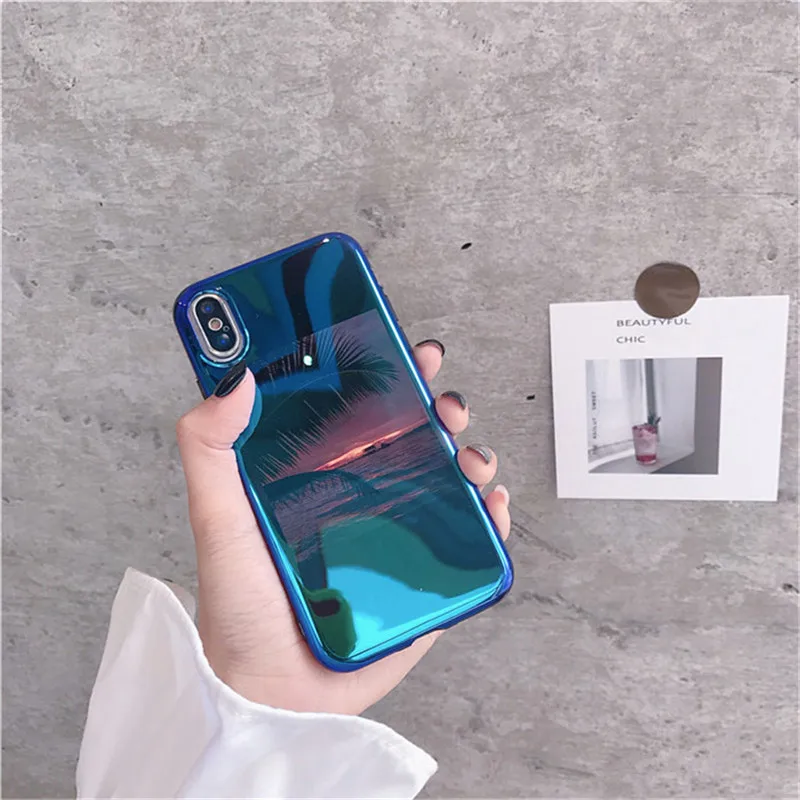 Blu-ray Лето Коко морской пляж телефон чехлы для iphone X 7 Plus 8 плюс Блестящий Мягкие TPU