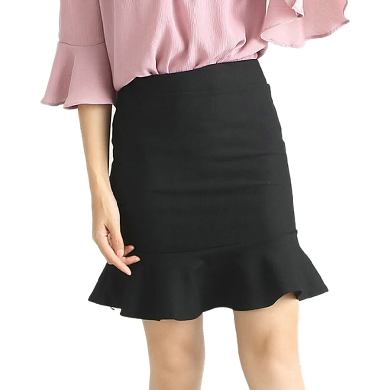 Женская юбка-пачка с оборками облегающая завышенной талией на весну и лето 2019 |