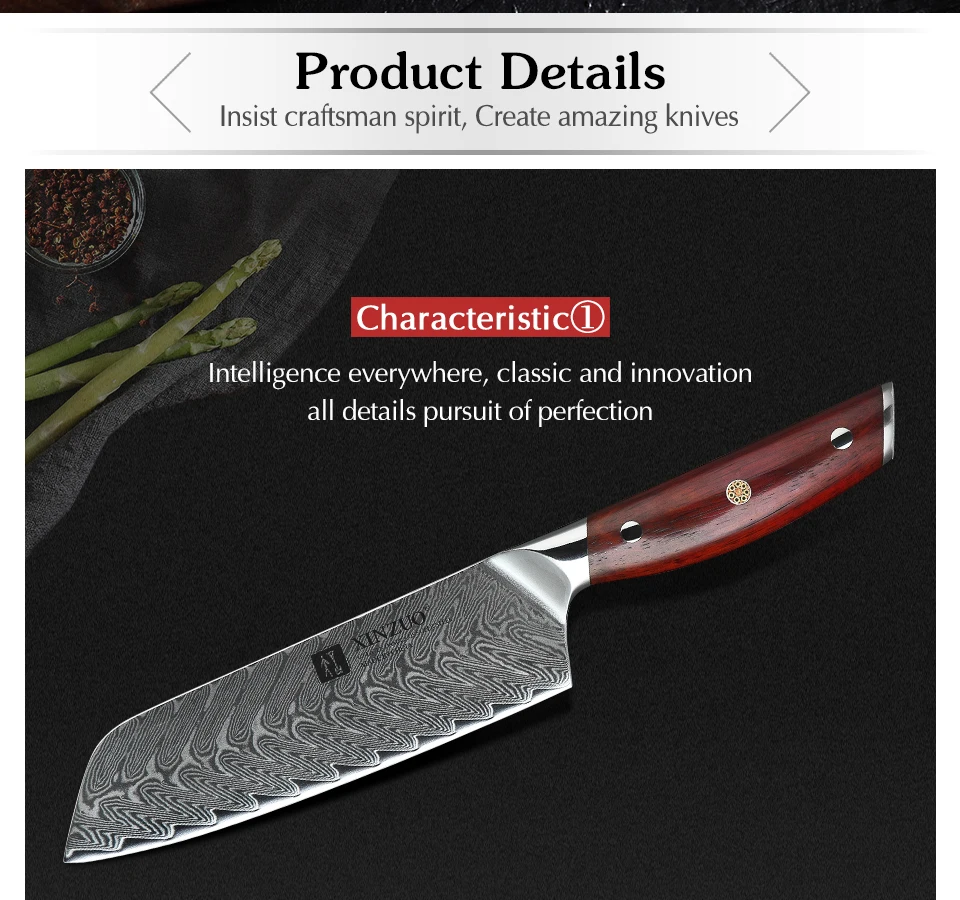 XINZUO бренд 7 дюймов Santoku ножи Дамаска VG10 стальные ножи Палисандр Ручка японский стиль кухня приготовления резные шеф-повара нож