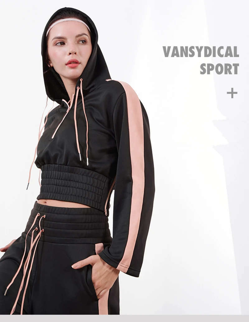 Vansydical осень-зима спортивные костюмы Для женщин Спортивная одежда для йоги комплект свободные сексуальные подвергаются пупка танец Костюмы Спортивная 2 шт